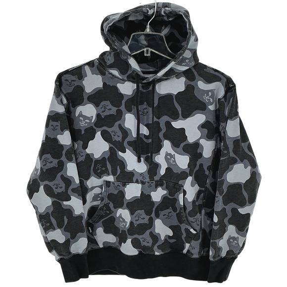 RIPNDIP Nerm Blackout Camo Cat Hoodie Mens Medium Pullover Hooded Sweatshirt - Picture 3 of 6